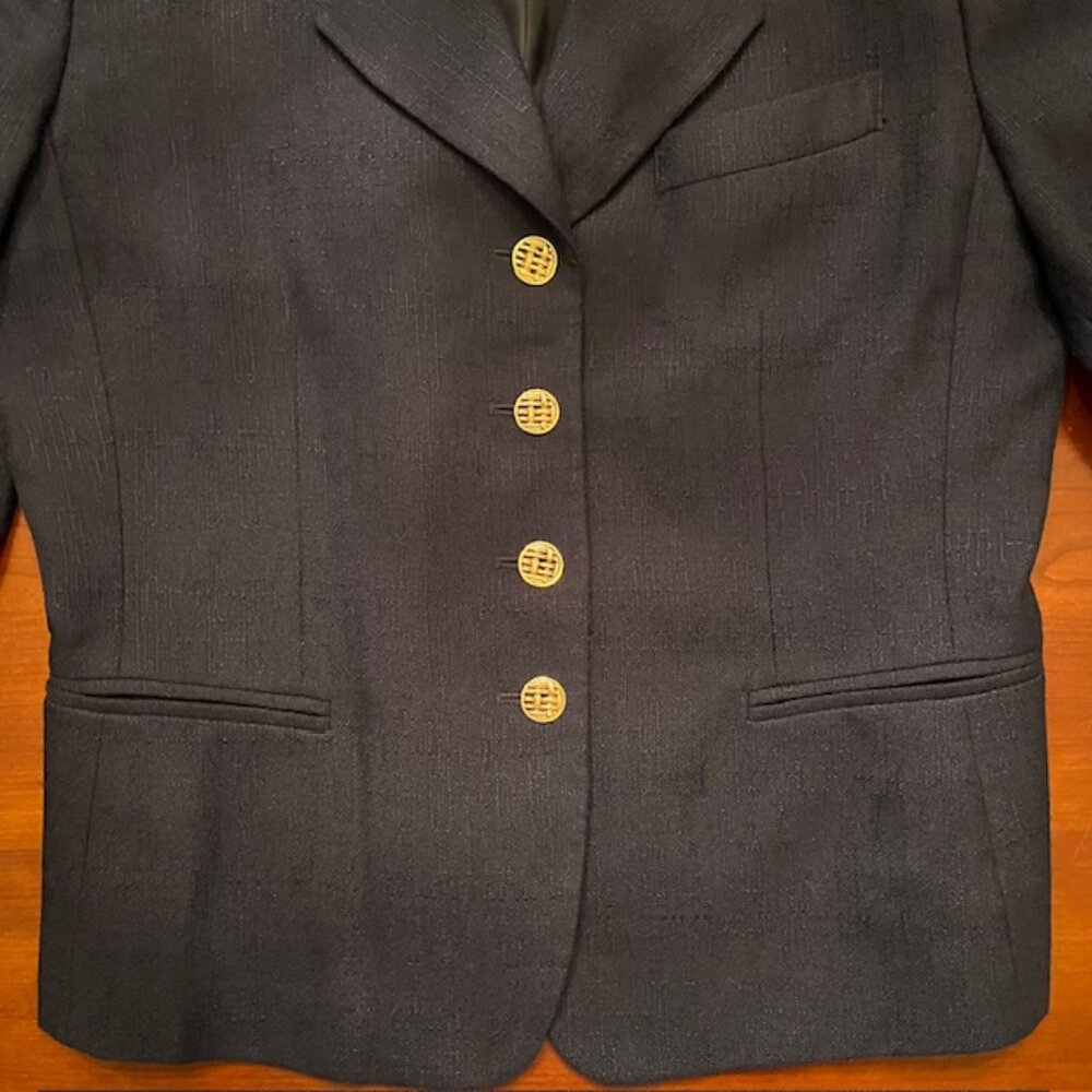 Women’s Navy blazer Suit Jacket Gold Button office work business casual 12P - Picture 7 of 11